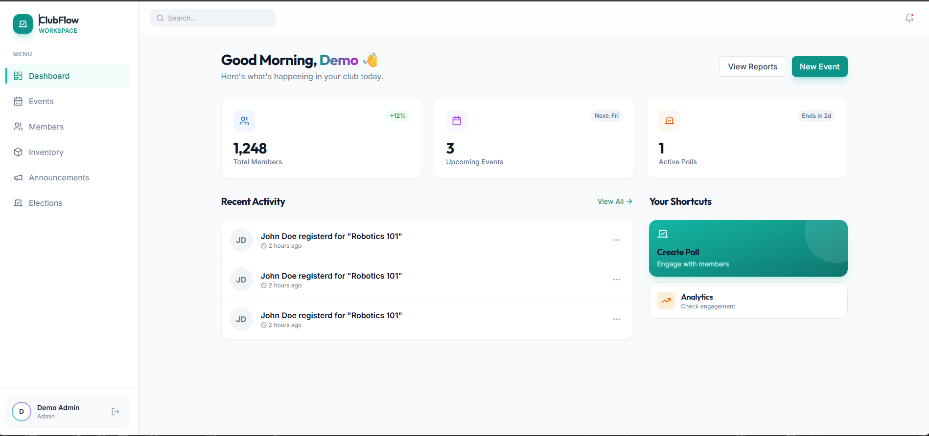 ClubFlow Club Management System